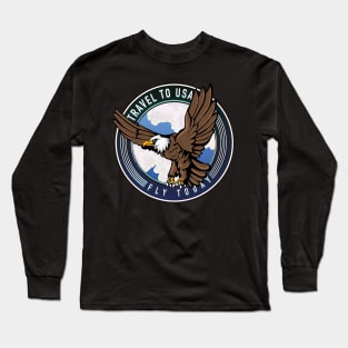 Travel to USA - Fly today travel logo Long Sleeve T-Shirt